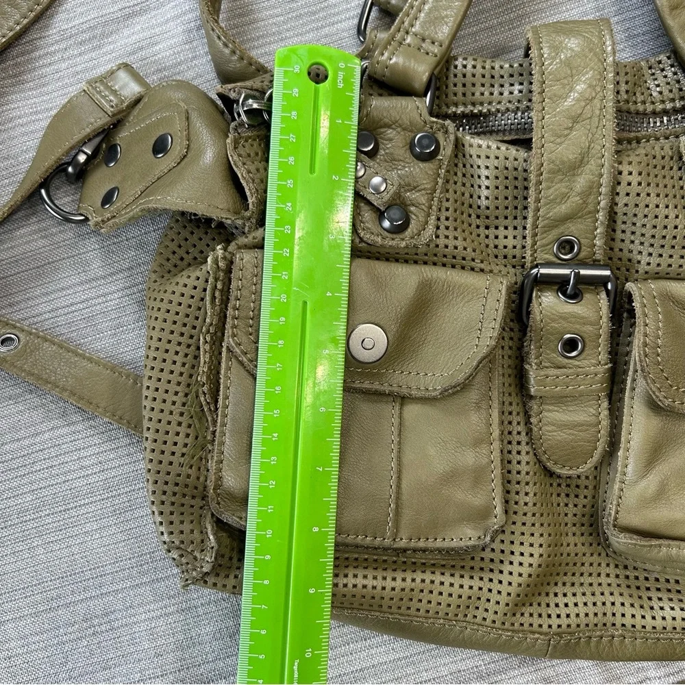 Linea Pelle Soft Leather Olive Green Messenger Bag